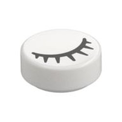 Tile Round 1 x 1 with Black Eye Closed with Eyelashes Print