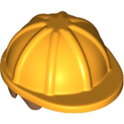 LEGO part 16175pat0003 Hair and Helmet, Construction / Hard Hat, Short Straight Dark Brown Pattern in White