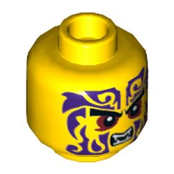 Minifig Head Chope, Eyebrows, Red Eyes, Purple Tattoo, Open Mouth with Fangs Print