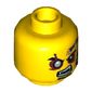 Minifig Head Eyezor, Eyebrows, Red Eyes with Silver Pupil Right, Goatee, Purple Snake Tattoo, Open Mouth with Fangs Print