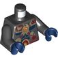 Torso Muscles, Dark Red Straps and Armor and Fire Chi Emblem Print, Black Arms, Dark Blue Hands