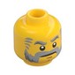 Minifig Head, Beard Gray with Gray Eyebrows, Sideburns and Stern Print