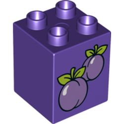 Duplo Brick 2 x 2 x 2 with Plums Print