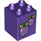 Duplo Brick 2 x 2 x 2 with Plums Print