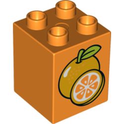 Duplo Brick 2 x 2 x 2 with Oranges Print