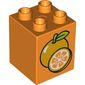 Duplo Brick 2 x 2 x 2 with Oranges Print