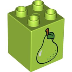 Duplo Brick 2 x 2 x 2 with Pear Print
