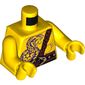 Torso Bare Chest Muscles, Purple Snake Tattoo, Snake Buckle, Shoulder Strap / Scar on Back Print, Yellow Arms and Hands