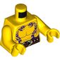 Torso Bare Chest with Muscles and Purple Snake Tattoos, Belt with Snake Heads Buckle Print, Yellow Arms and Hands