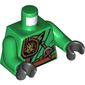 Torso Robe with Belt, Knife, Scabbard and Gold Dragon Head Emblem Print, Green Arms, Black Hands