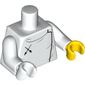 Torso, Odd Hands, Fencing Plastron with 2 Black Crossed Swords Print, White Arms, Left Yellow Hand, Right White Hand