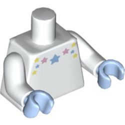 Torso Bright Pink, Bright Light Yellow and Bright Light Blue Stars Print, White Arms, Bright Light Blue Hands