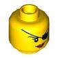 Minifig Head Cyren / Pirate, Dual Sided, Eyepatch, Smile / Angry Mouth with Teeth Print [Hollow Stud]