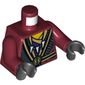 Torso Robes with Black and Gold Belt and Trim, Tooth Necklace and Snake Head on Reverse Print, Dark Red Arms, Black Hands