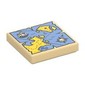 Tile 2 x 2 with Map with Red 'X', Sail Boat, Compass and Blue and Yellow Print