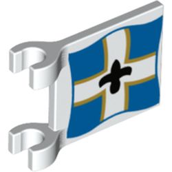 Flag 2 x 2 Square [Thick Clips] with Imperial Soldier Black Symbol over White Cross on Blue Background with Yellow Border Print