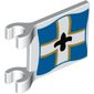 Flag 2 x 2 Square [Thick Clips] with Imperial Soldier Black Symbol over White Cross on Blue Background with Yellow Border Print