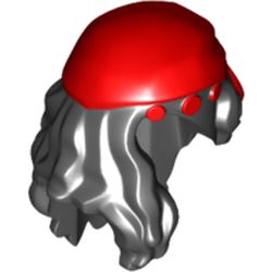 Hair Mid-Length with Parting and Rag Wrap / Bandana Red Print