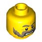 Minifig Head Knight, Moustache Mutton Chops with Brown and Gray Sideburns, Brown and Gray Eyebrows, Pupils Print [Hollow Stud]