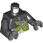 Torso Race Jacket with Zipper and Lime, Silver and White 'XTREME' Print, Black Arms, Dark Bluish Gray Hands
