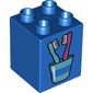 Duplo Brick 2 x 2 x 2 with Toothbrushes in Cup Print