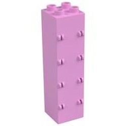 Duplo Building Wall 2 x 2 x 6 with Drawer Slots on One Side and Eight Hinges on the Other