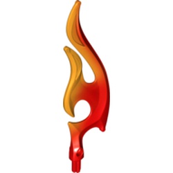 Wave / Flame Rounded Double with Axle with Marbled Bright Light Orange Pattern