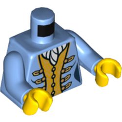 Torso Jacket with Gold Clasps and Gold Waistcoat Print, Medium Blue Arms, Yellow Hands