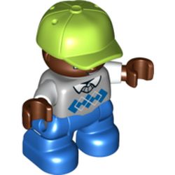 LEGO part CHILD FIGURE W/ CAP LE WP6 in Medium Stone Grey/ Light Bluish Gray