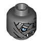 Minifig Head Saraw / Warrior, Dual Sided, Mummy with Wrapping and Light Blue Eyes, Fangs / No Fangs Print [Hollow Stud]