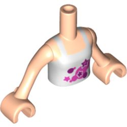 Minidoll Torso Girl with Magenta and Dark Purple Stars, White Outlines Print, Light Nougat Arms and Hands
