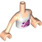Minidoll Torso Girl with Magenta and Dark Purple Stars, White Outlines Print, Light Nougat Arms and Hands