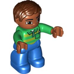 Duplo Figure with Parted Wavy Hair Reddish Brown, with Medium Nougat Face