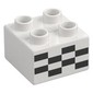 Duplo Brick 2 x 2 with Black Checkered Print