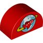 Duplo Brick 2 x 4 x 2 Curved Top with Airplane Circling Globe Print