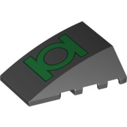 Wedge Curved 4 x 4 No Top Studs with Green Lantern Logo Print