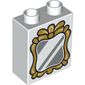 Duplo Brick 1 x 2 x 2 with Silver Mirror and Gold Frame Print