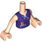 Minidoll Torso Girl with Dark Purple Vest Top with Yellow Buttons and Comb Print, Light Nougat Arms and Hands
