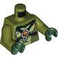Torso Crocodile Skin with Dark Green Crossing Straps and Fire Chi Emblem Print, Olive Green Arms, Dark Green Hands