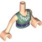 Minidoll Torso Woman with Sand Green Vest Top with White Necklace and Dark Purple Belt Print, Light Nougat Arms and Hands