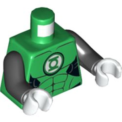 Torso Muscles with Green Lantern Logo on White Background Print, Black Arms, White Hands