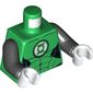 Torso Muscles with Green Lantern Logo on White Background Print, Black Arms, White Hands