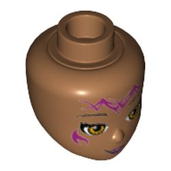 Minidoll Head with Small Smile, Light Brown Eyes and Elves Tribal Print [Azari]