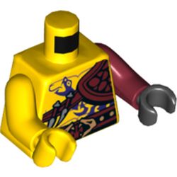 Torso, Odd Arms and Hands, Bare Chest Muscles, Purple Snake Tattoo, Shoulder Pad, Snake Buckle Print, Left Dark Red Arm and Black Hand, Right Yellow Arm and Hand