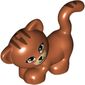 Animal, Cat, Standing, Looking Left with Tan Eyes, Black Nose and Mouth and Brown Stripes Print