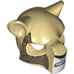 Mask Feline with Black Nose, Bared Teeth and Ornate Gold Armor Plates Print