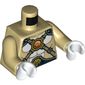 Torso Bare Chest with Body Lines, Gold Crossing Straps and Blue Round Jewel (Chi) Print, Tan Arms, White Hands