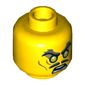 Minifig Head Clouse, Moustache Split, Stern Dark Bluish Gray Bushy Eyebrows, Sunken Eyes, Wrinkles / Green Eyes, Angry Print