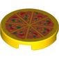 Tile Round 2 x 2 with Bottom Stud Holder with Pizza Print