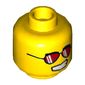 Minifig Head Griffin Turner, Dual Sided, Red Sunglasses / Angry Eyebrows and Scowl Print [Hollow Stud]